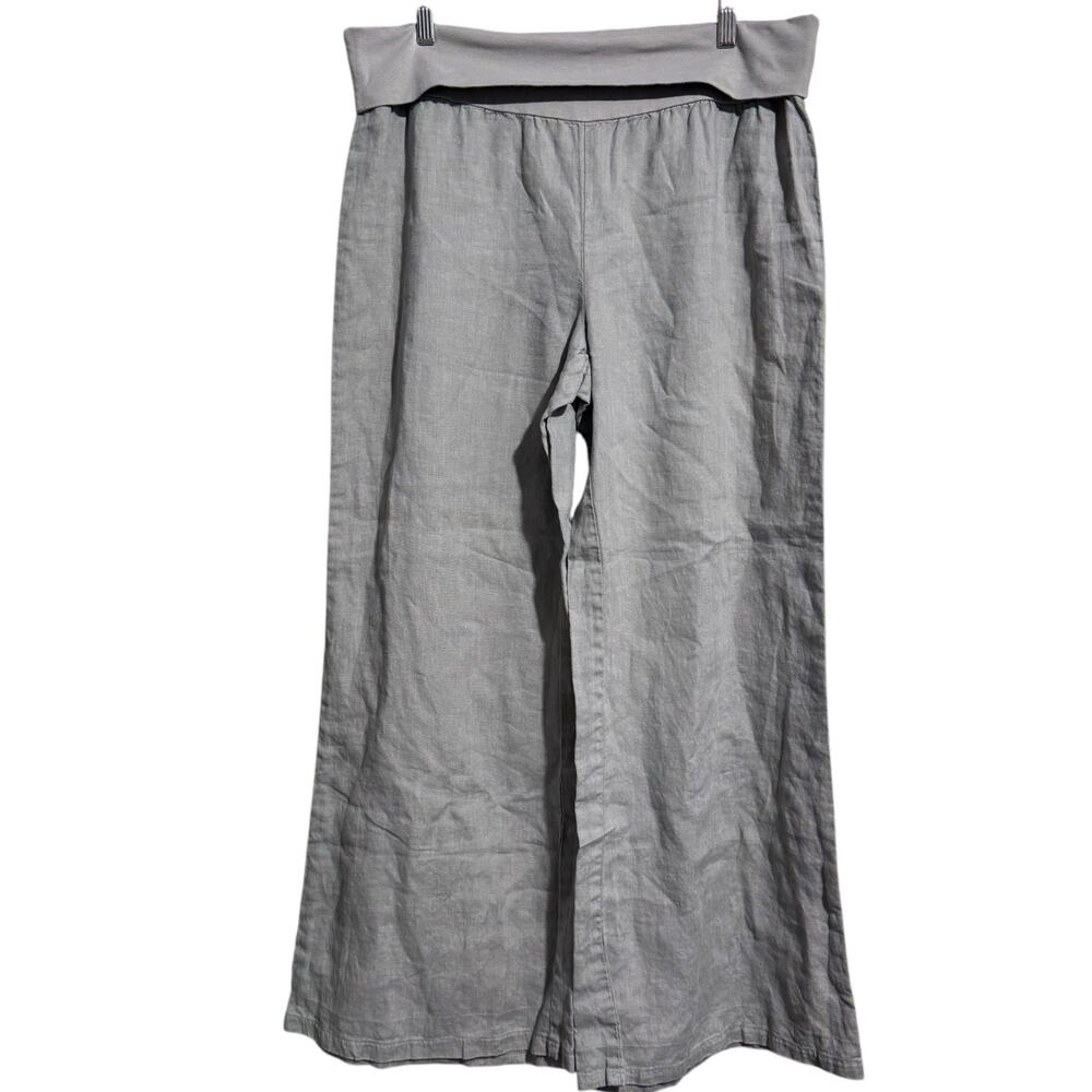 Sundance Wide Leg Linen Pants in Light Gray